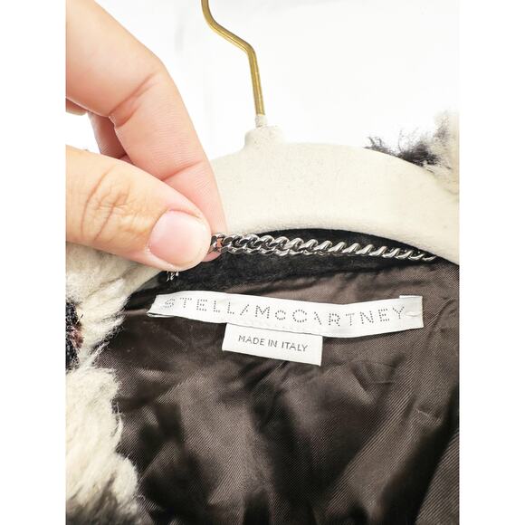 Stella McCartney Metallic Chevron Faux Fur Belted Long Coat 40 - Picture 10 of 13